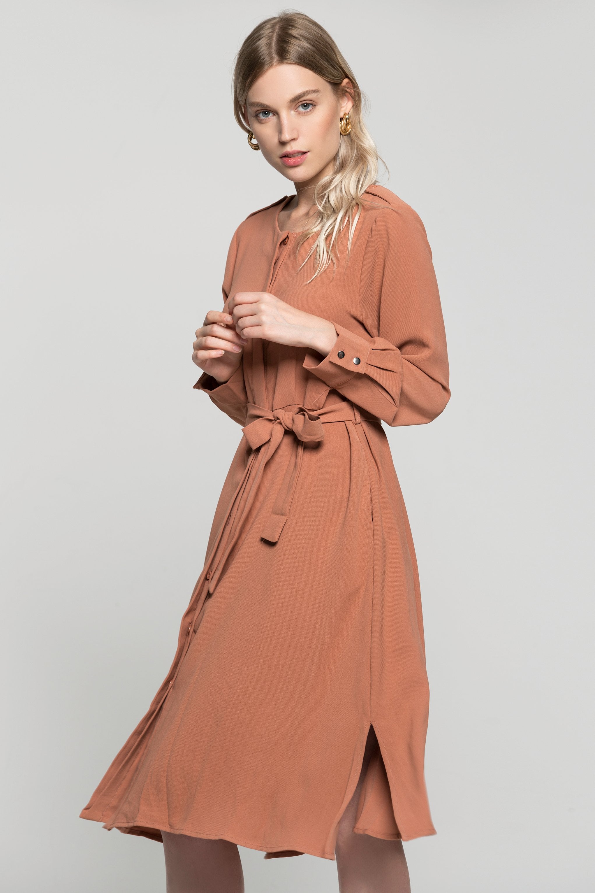 Almond Wrap Around Midi Dress - ownthelooks-Development