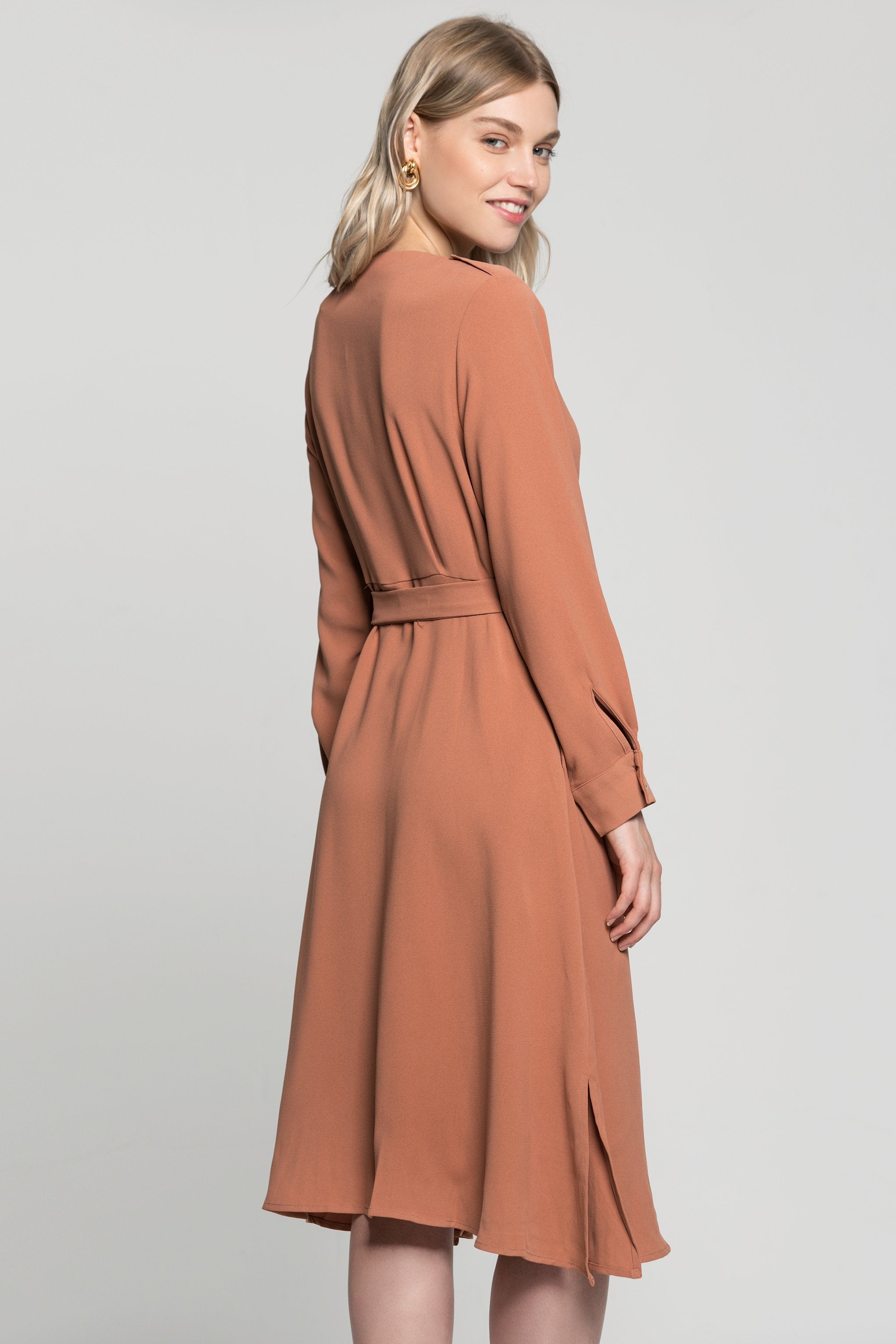 Almond Wrap Around Midi Dress - ownthelooks-Development