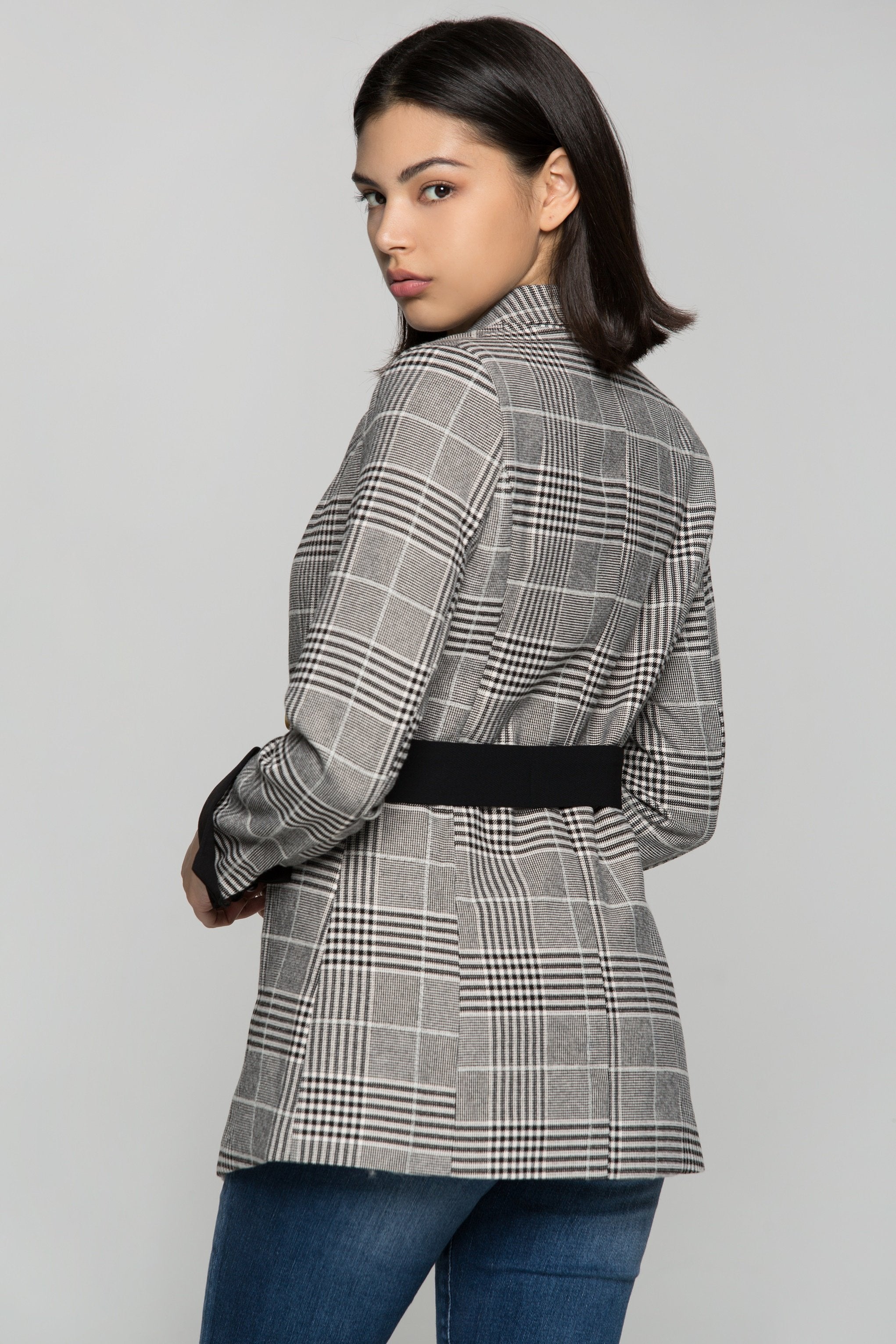 Black and White Shepherds Check Blazer - ownthelooks-Development