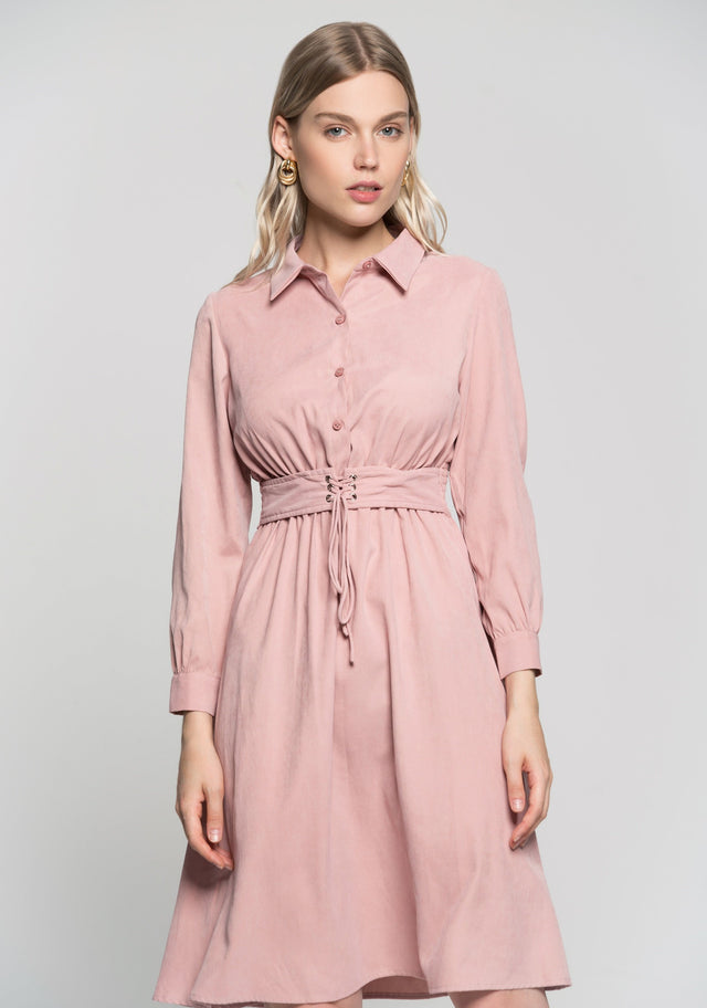 Bubblegum Pink Full Sleeves Midi Dress - ownthelooks-Development