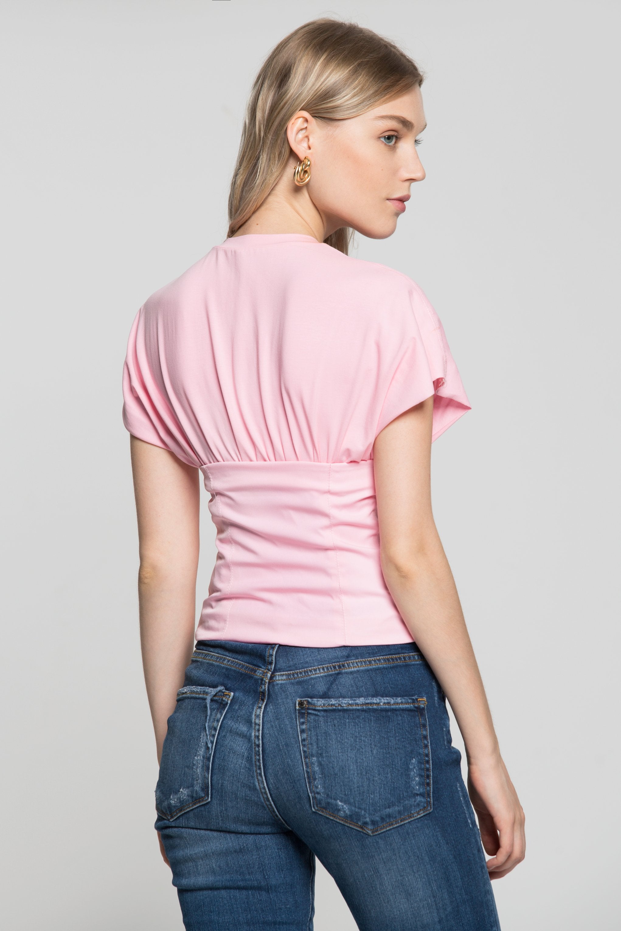 Bubblegum Pink Zip Up Sweetheart Neck Over T-Shirt Top - ownthelooks-Development